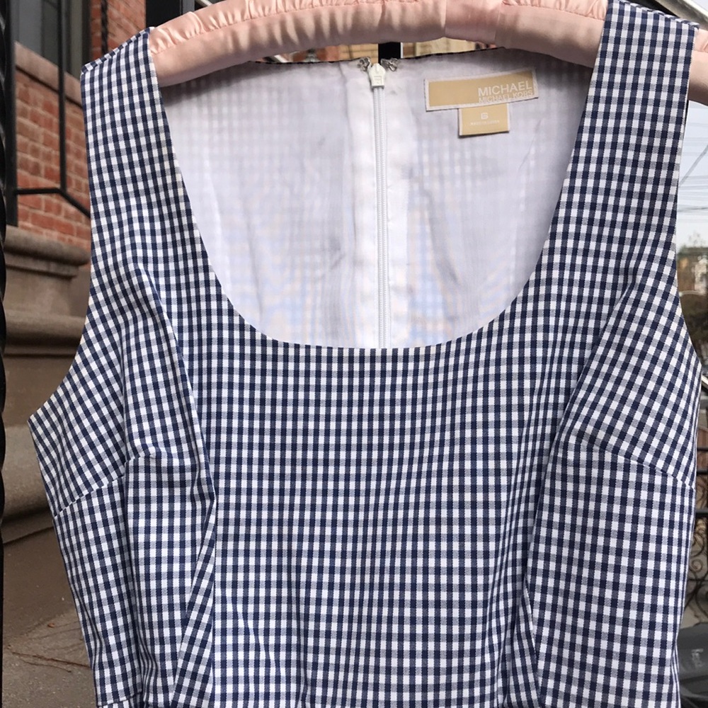 Michael Kors gingham dress 6 fall apple picking pumpkin picking plaid blue white